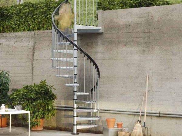 Civik Zink Spiral Staircase for Exterior Use in Galvanised Steel
