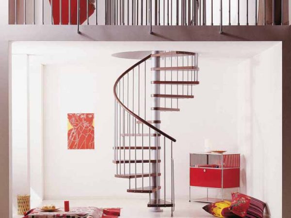 Klan Spiral Staircase in Grey with Dark Beech Treads from The Staircase People