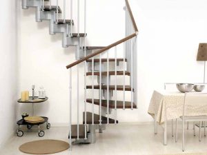 Kompact Modular Staircase U format in Grey Steel and Dark Beech Treads from The Staircase People