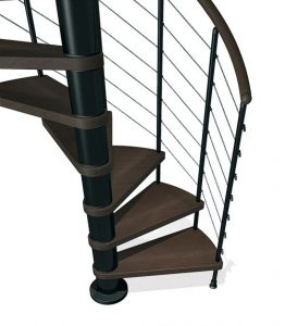 Kloe Spiral Stair in Black with Dark Beech Treads from TheStaircasePeople.co.uk