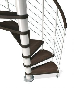 Kloe Spiral in White with Dark Beech Treads from TheStaircasePeople.co.uk