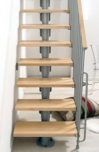 Kompact Straight Staircase in Grey with Light Beech Treads from TheStaircasePeople.co.uk