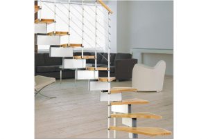 Vector 70 Modular Staircase Kit in White with Light Beech Treads from TheStaircasePeople.co.uk