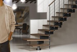 Vector Modular Stair Kit in Black with Dark Beech Treads from TheStaircasePeople.co.uk
