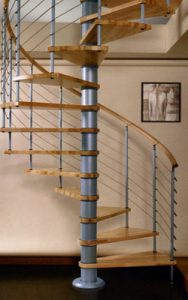 Vogue Spiral Staircase Kit in Grey with Light Beech Treads