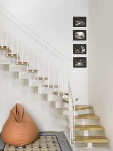 Oak90 Modular Staircase L shape in White from TheStaircasePeople.co.uk