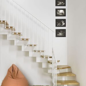 Oak90 Modular Staircase L shape in White from TheStaircasePeople.co.uk