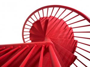 Techne Spiral Staircase for interior and exterior use in red technopolymer